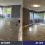 Before and after photos of a living room cleaned for move out by Speedy Sparkle Cleaning in Vancouver BC
