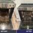 Before and after photos of an oven deep cleaned by Speedy Sparkle Cleaning in Vancouver BC